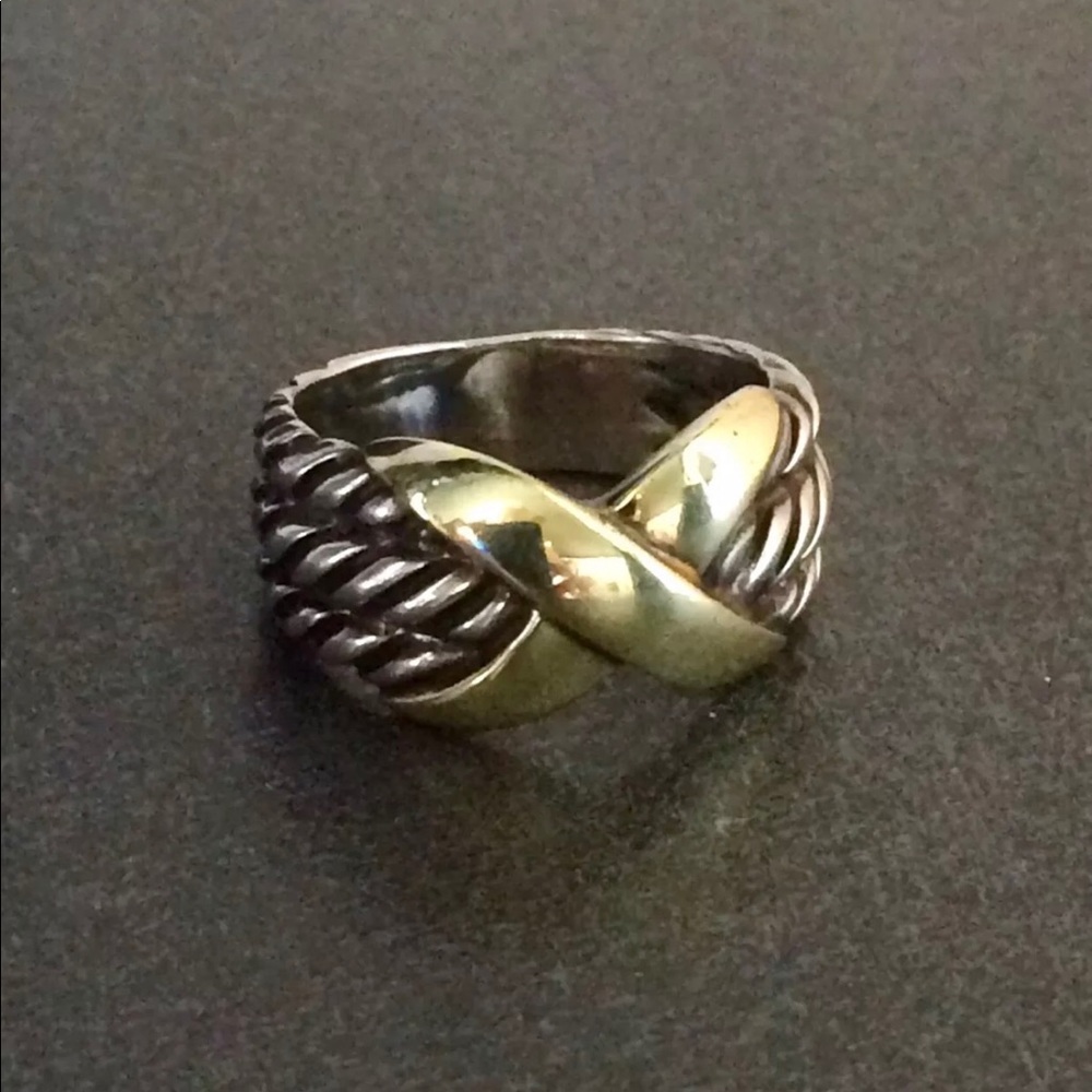 David Yurman triple cable crossover ring.
